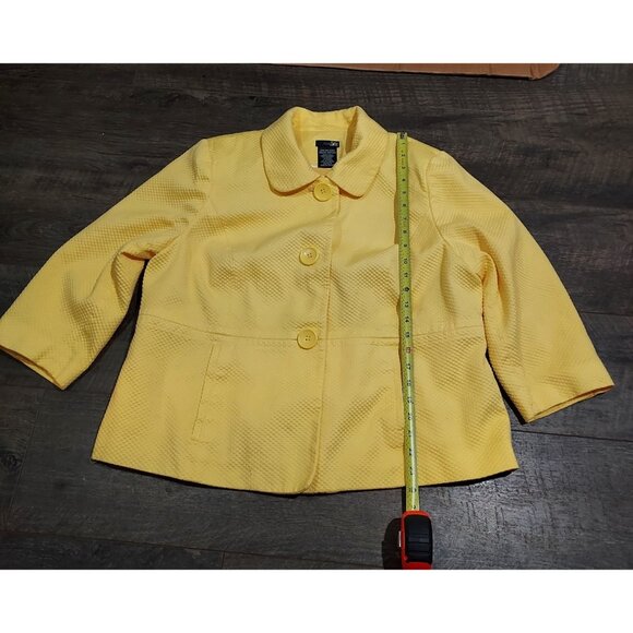 Jacket East 5th Women Yellow Cotton Blazer 18W Summertime 3/4 Sleeves - Picture 9 of 14